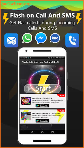 Flash on Call and SMS: Automatic flashlight 2019 screenshot