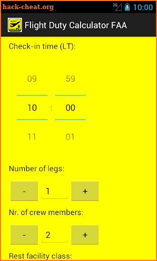 Flight Duty Calculator (FAA) screenshot