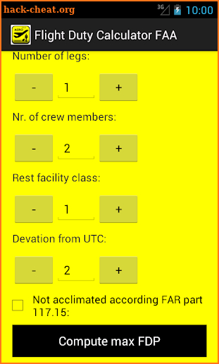 Flight Duty Calculator (FAA) screenshot