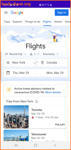 Flight Search Google Flights Web screenshot