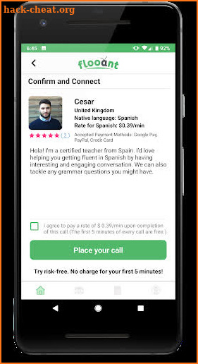 Flooant: Live foreign language practice on demand. screenshot