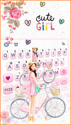 Floral Bicycle Girl Keyboard Theme screenshot