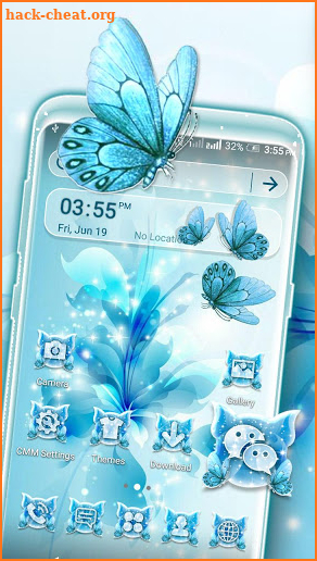 Flower Butterfly Glitter Launcher Theme screenshot