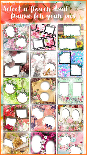 Flower Dual Photo Frame 🌸 Two Photos Collage screenshot