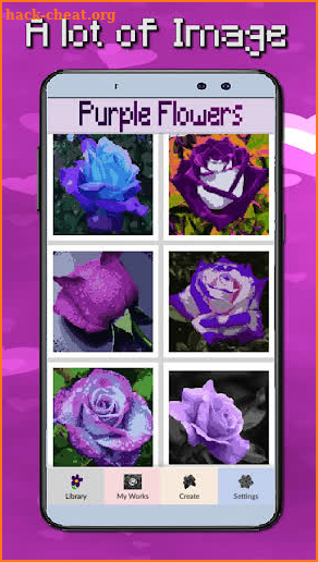 Flower Purple PixelARt Coloring By Number screenshot