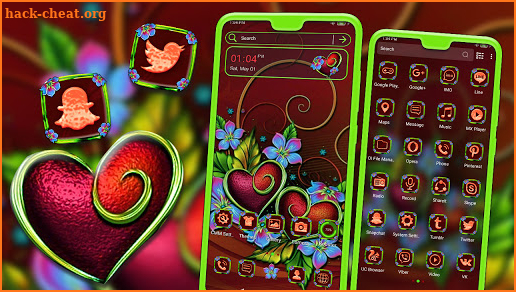 Flower Red Heart Launcher Theme screenshot