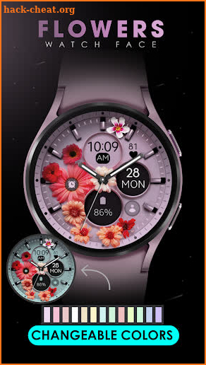 Flowers purple watch face screenshot