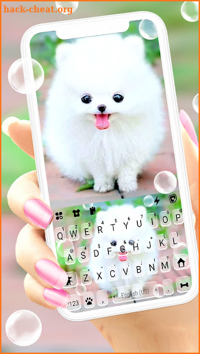 Fluffy Cute Dog Keyboard Background screenshot