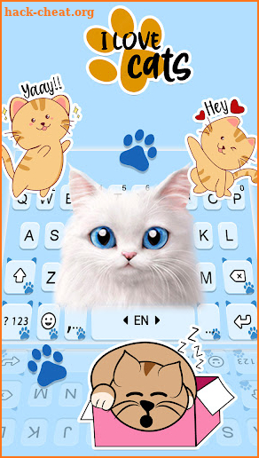 Fluffy Cute Kitten Keyboard Background screenshot