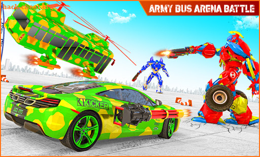 Fly Army Bus Robot Helicopter Car: Robot Car Games screenshot