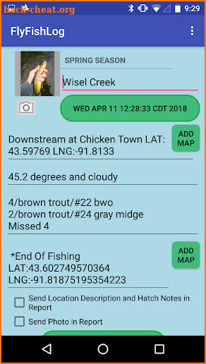 Fly-Fish Log screenshot