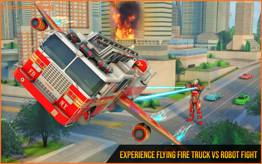 Flying Firefighter Truck Transform Robot Games screenshot