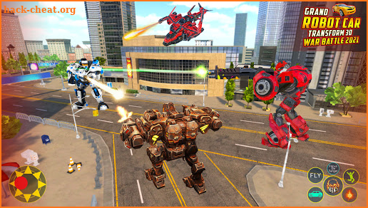 Flying Helicopter Robot Car Transform City Battle screenshot