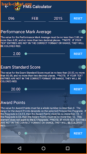 FMS Calculator screenshot