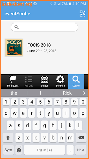 FOCIS Events screenshot