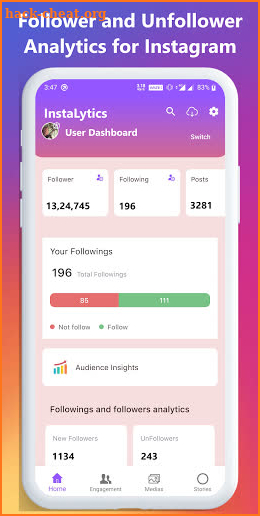 Follower and Unfollower Analytics for Instagram screenshot