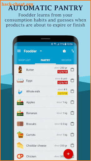 Foodder - shopping list, pantry, cookbook screenshot