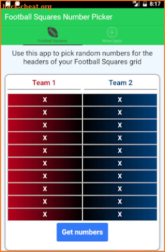 Football Squares Number Picker screenshot