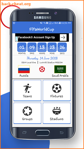 Football World Cup Schedule & Live Score 2018 screenshot