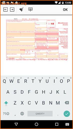 Form 1099 MISC for IRS: Income Tax Return eForm screenshot