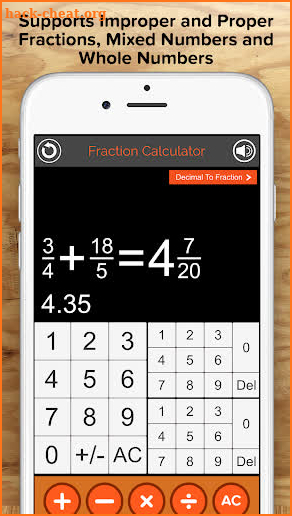 Fraction Calculator + Decimals screenshot