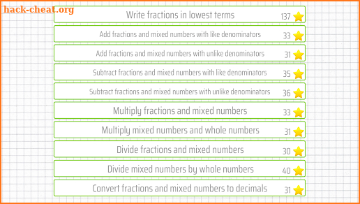 Fractions and mixed numbers - 6th grade math screenshot