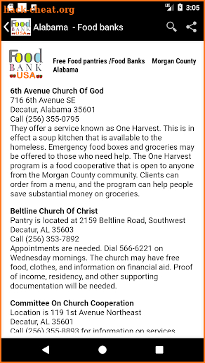 Free Food locations -Food Bank/ Food Pantry -  USA screenshot