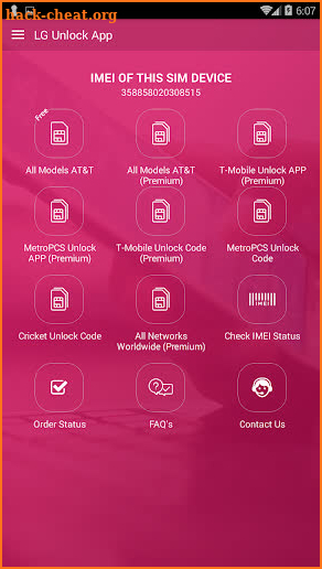 Free Unlock Network Code for LG SIM screenshot