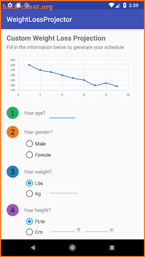 Free Weight Loss Calculator screenshot