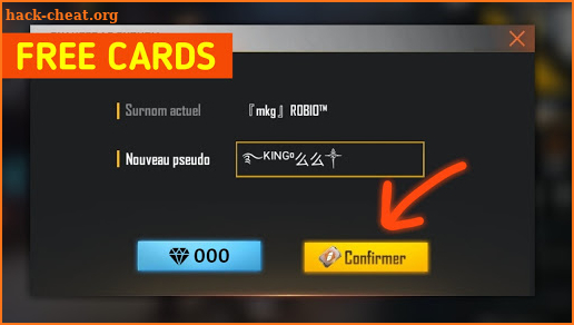 FreeFir name changer cards 2021 screenshot
