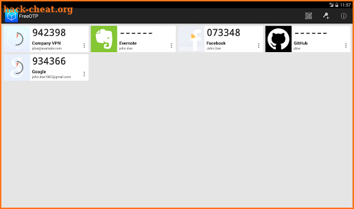 FreeOTP Authenticator screenshot