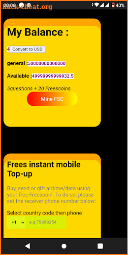 Freesair-Airtime, Invest, Mine screenshot