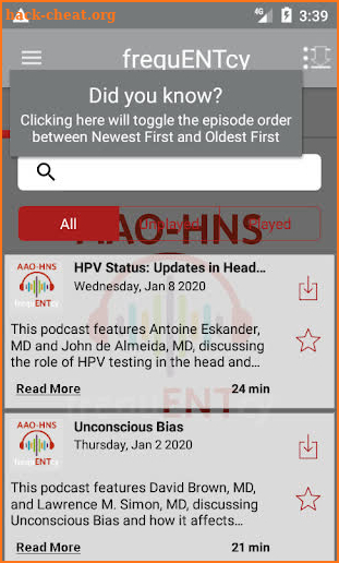 frequENTcy  - AAO–HNS screenshot