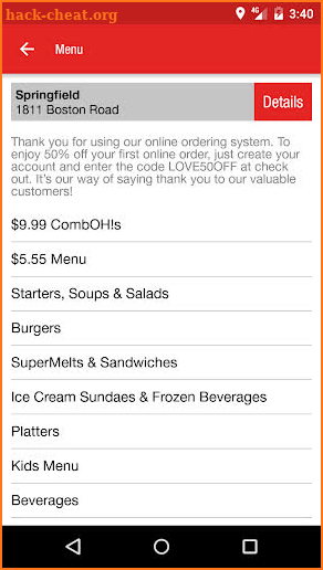 Friendly's Ordering screenshot