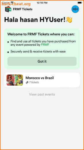 FRMF Tickets screenshot