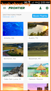 Frontier Airlines screenshot