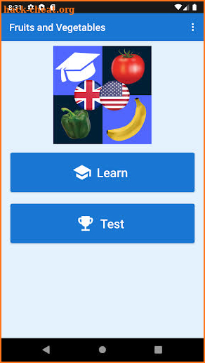 Fruits and Vegetables vocabulary screenshot