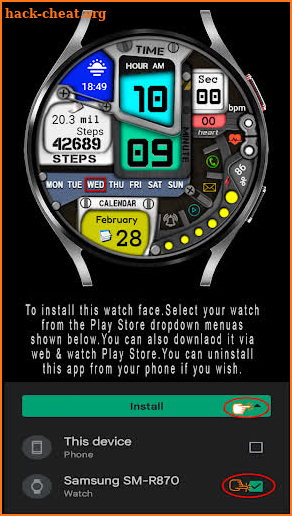 FS W256 Watch face screenshot