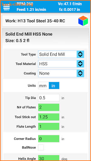 FSWizard Machinist Calculator screenshot