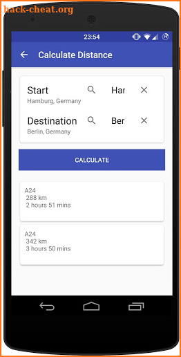 Fuel cost calculator screenshot