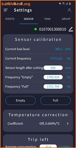 Fuel tank monitor screenshot