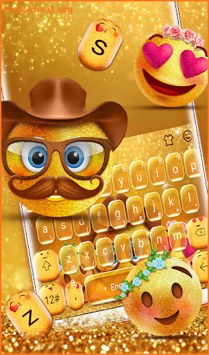 Funny Golden Glitter Emoji Keyboard screenshot