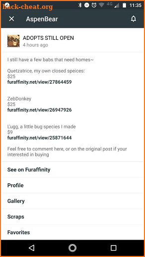 Furaffinity Commfeed screenshot