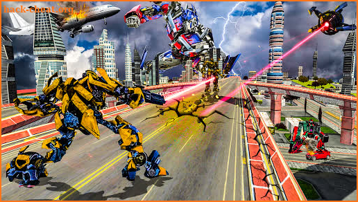 Futuristic Robot Battle Helicopter Transform City screenshot