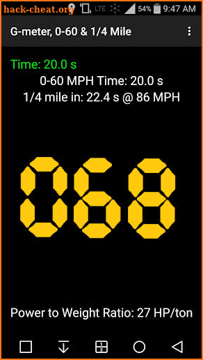 G-meter, 0-60 & 1/4 mile drag screenshot