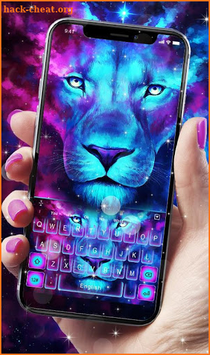 Galaxy Blue Eyes Lion Keyboard Theme screenshot