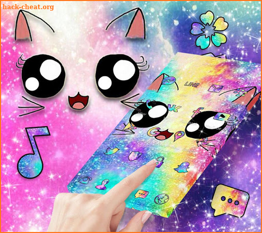 Galaxy Cute Kitty Sparkle Theme screenshot