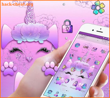 Galaxy Cute Unicorn Glitter Theme screenshot