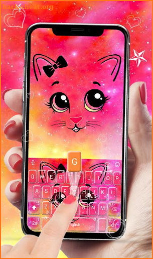 Galaxy Emoji Kitty Cat Keyboard Theme screenshot