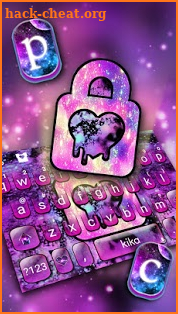 Galaxy Heart Lock Love Keyboard Theme screenshot